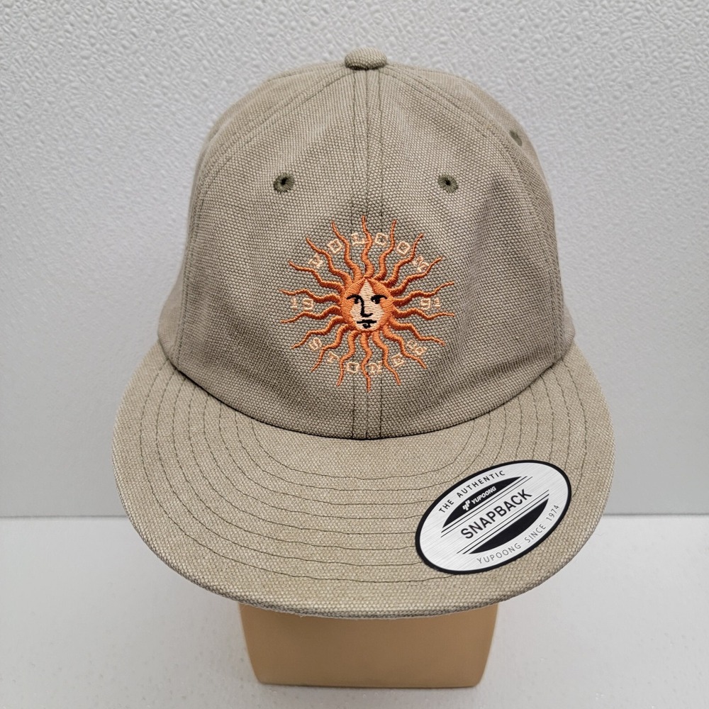 Volcom Stone Sun Logo Brown Tan Canvas Adjustable Snapback Hat Cap